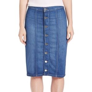 NEW Guess High Waist button front Stretch Jeans denim midi pencil  Skirt 27